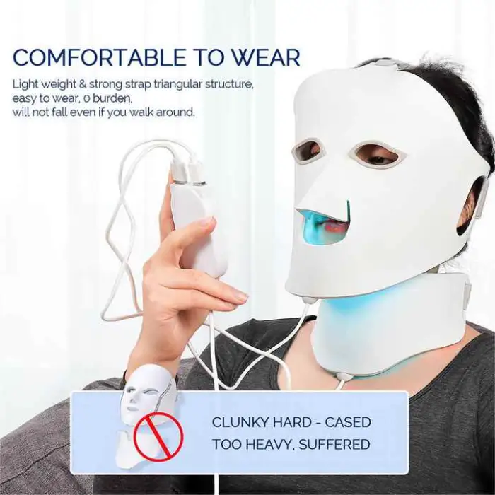 Red Light Photon Therapy Flexible Silicone LED Face Mask Acne Treatment Removal Facial Neck Whitening Firming