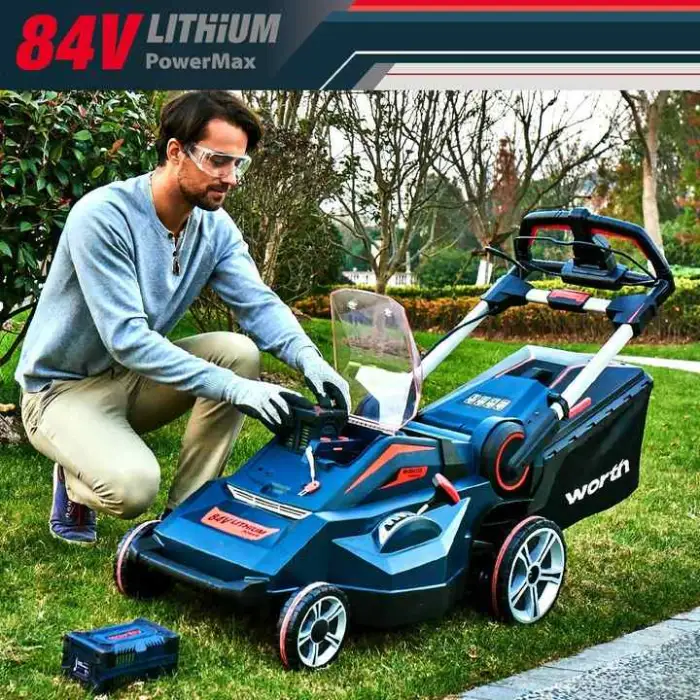 84V Electric Battery Lawn Mower Selfprolelled Ride Cutting Grass Machines Cordless Lawn Mower 84V Brushless Electric Lawn Mower