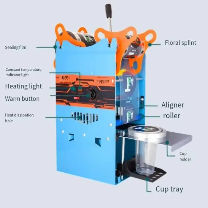 Low  Electric & Manual Commodity Sealer Machine for Beverages Hand-held Paper & Plastic Cup Sealer for Milk Tea Cups