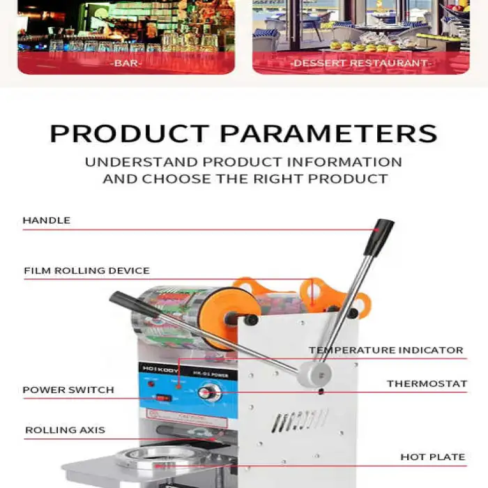 Low  Electric & Manual Commodity Sealer Machine for Beverages Hand-held Paper & Plastic Cup Sealer for Milk Tea Cups
