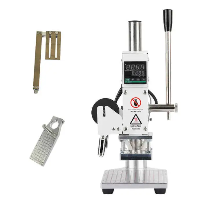 Small Manual  Foil Stamping Machine with Sliding Positioning Plate for PVC Leather PU Paper Logo Embossing