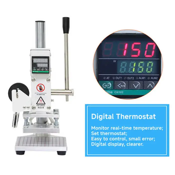 Small Manual  Foil Stamping Machine with Sliding Positioning Plate for PVC Leather PU Paper Logo Embossing