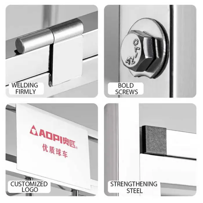 Sports Ball Cart Football Volleyball Basketball Portable Sports Stainless Steel Folding Large Capacity Movable Ball Cart