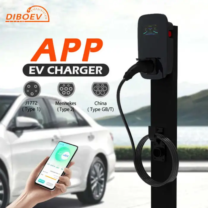 DIBOEV Type1 Type2 GB/T 7-22KW EV Charging Station Wallbox 1/3 Phase Level3 32A OCPP APP 4G AC Electric Car Charger EV Charger