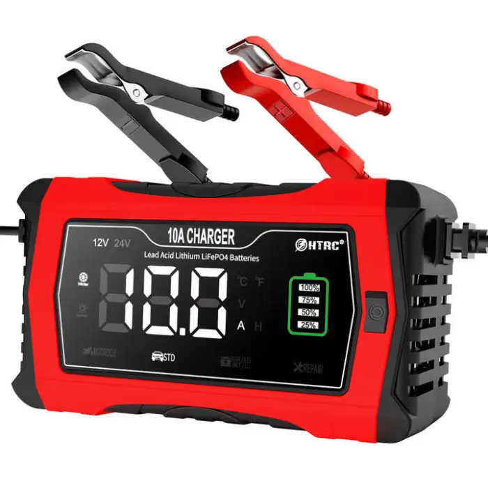 Car Battery Charger 12V 10A and 24V Fully-Automatic Trickle Charger Smart LCD Battery Maintainer Compensation for Car