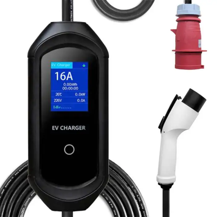 Type 2/GBT 16A 11kw Portable Ev Charger with 5 Meters Cable Adjustable Electric Car Charger