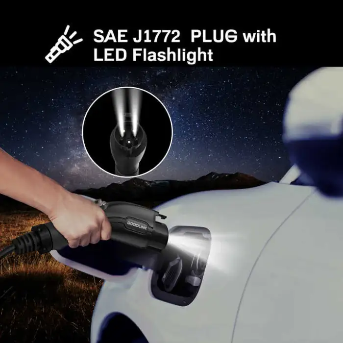 Waterproof 16A 32A 40A Adjustable Type 2 1 GBT Portable EV Charger With LCD Screen for EVSE Car 7KW