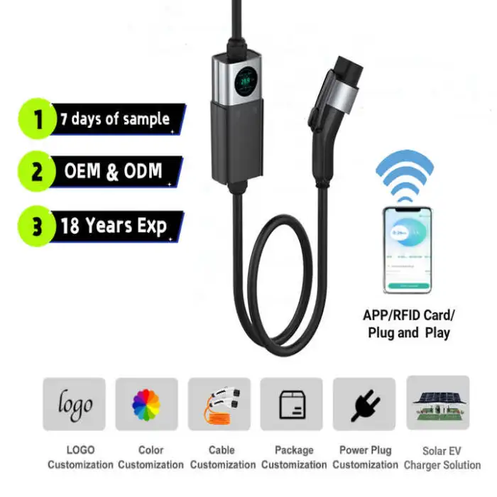 3.5KW 7KW 11KW 22 KW 3 Phase 16A 32A Type1 Type 2 Gb/T EV Charger APP WIFI Portable EV Car Charger Station