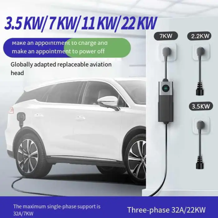 3.5KW 7KW 11KW 22 KW 3 Phase 16A 32A Type1 Type 2 Gb/T EV Charger APP WIFI Portable EV Car Charger Station