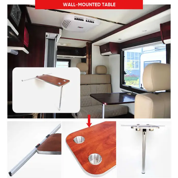 AutoLiuma Auto Interior Accessories Wall-mounted Folding Table Wooden Foldable Table for RV Camper Van Caravan Interior