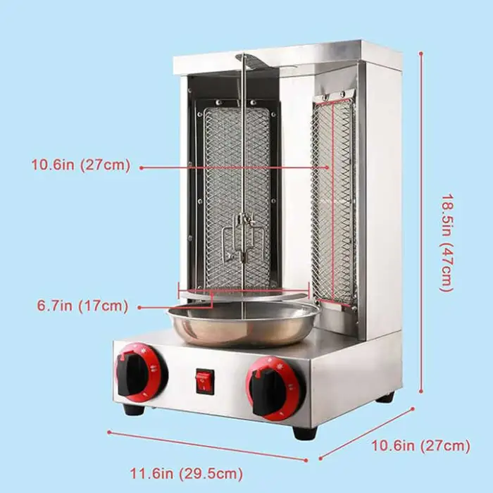 OT25 Shawarma Grill Machine Propane Doner Kebab Machine Vertical Broiler with 2 Burners