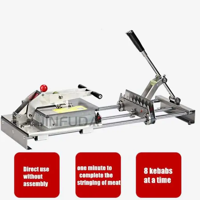 Stainless Steel Manual Mutton Kebab Machine/hand BBQ Bamboo Meat Skewer Machine/beef Satay String Making Machine