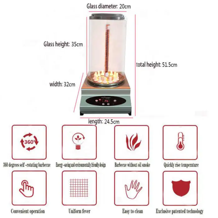 Vertical Automatic Rotisserie Infrared Kebab Commercial Oven Grill Meat Machine