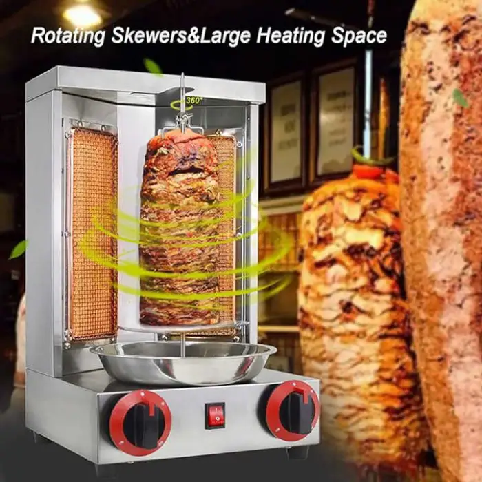 Shawarma Grill Machine Propane Doner Kebab Machine Vertical Broiler with 2 Burners