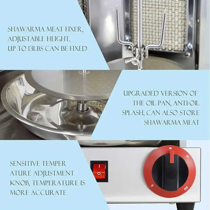 Shawarma Grill Machine Propane Doner Kebab Machine Vertical Broiler with 2 Burners