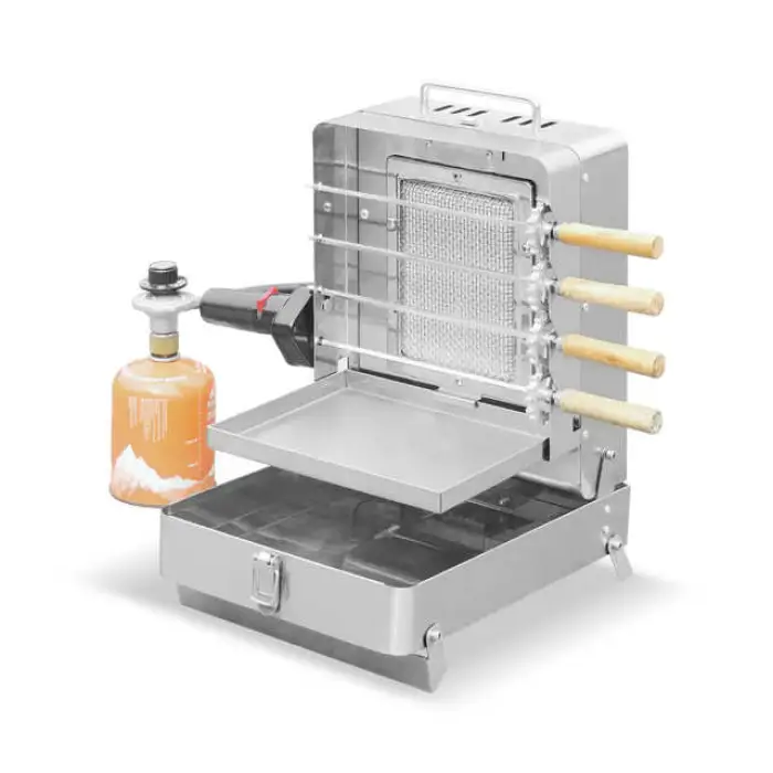 Mini Stainless Steel Kebab Machine Electric Folding Shawarma Vertical Grill Gas BBQ PTFE Non-Stick French Operating