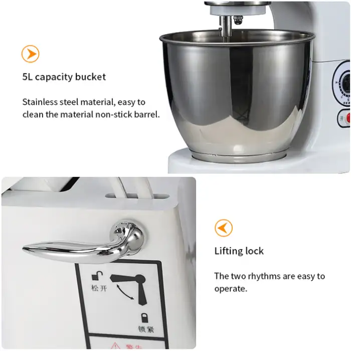 Yoslon 5L Bread Food Making Machine, Cake Dough Egg Milk Planetary Mixer Food Mixer Machine