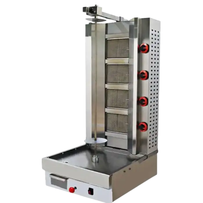 Gas Lpg 4-Burner Shawarma Grill Chicken Kebab Machine Automatic Rotating Doner Kebab Shawarma Machine