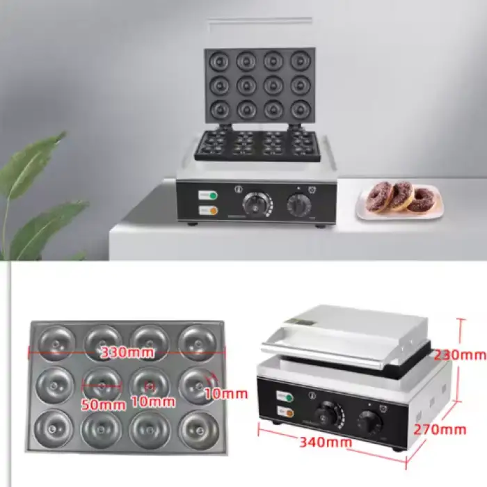 Commercial Snack Machine 12 Pieces Holes Electric Donuts Maker Mini Doughnut Machine
