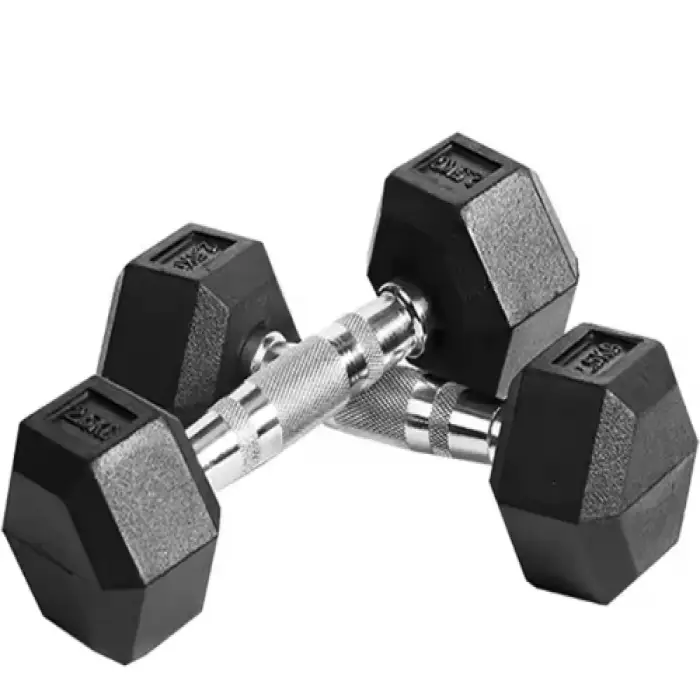 Gym Free Weight Home and Commercial Weight lifting Cast Iron Rubber Hex Dumbbell Set