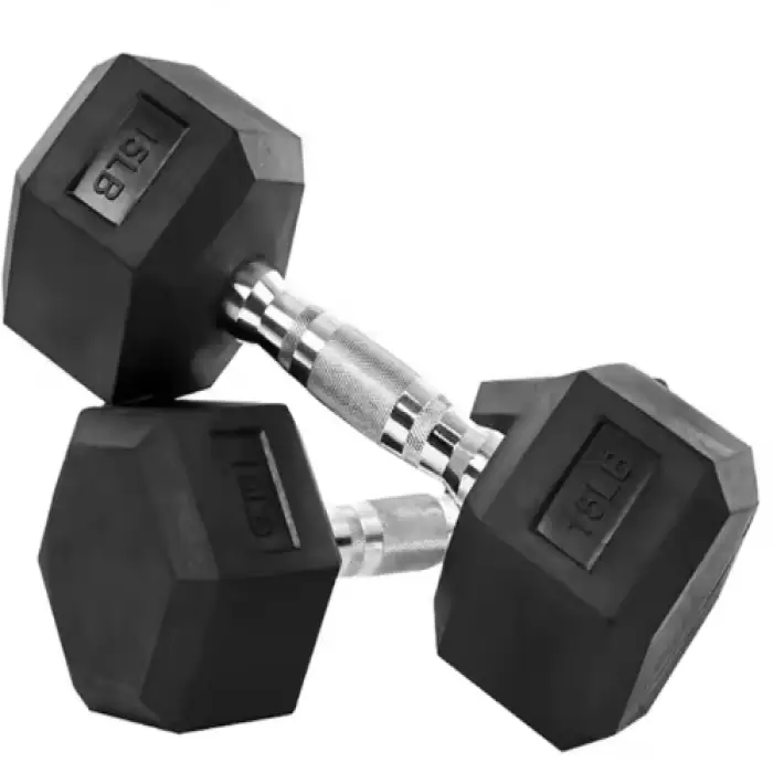 Gym Free Weight Home and Commercial Weight lifting Cast Iron Rubber Hex Dumbbell Set