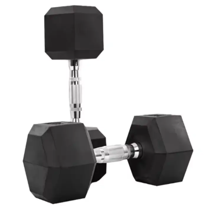 Gym Free Weight Home and Commercial Weight lifting Cast Iron Rubber Hex Dumbbell Set