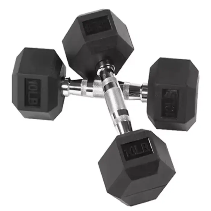 Gym Free Weight Home and Commercial Weight lifting Cast Iron Rubber Hex Dumbbell Set