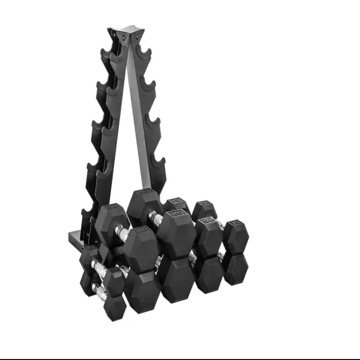 Logo Ultimate Fitness Strong Hexagonal-Design Rubber Coated Dumbbell Set Bodybuilding Durable