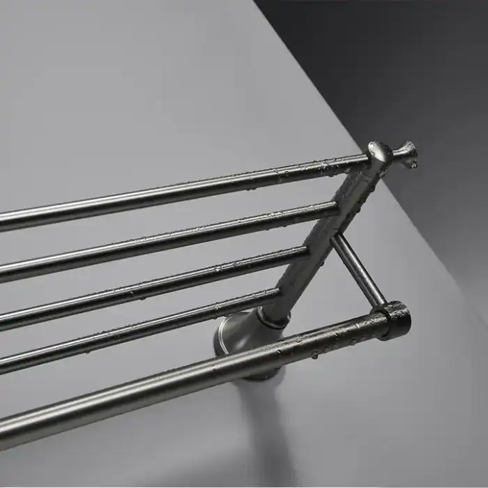 Sanitary Hardware Wall Mounted Brushed Grey Double Pole Towel Rack Bathroom Accessories