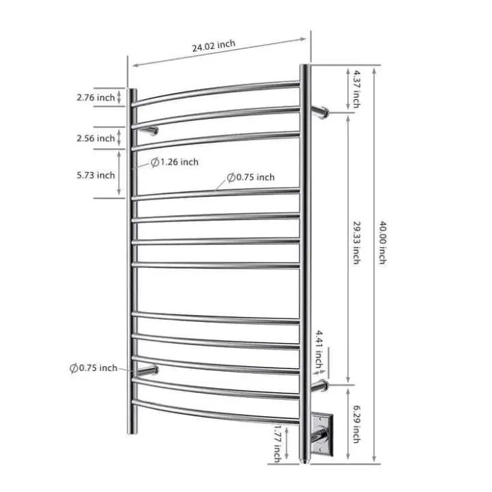 Towel Warmer Wall Mount Electric Plug-in/Hardwired Heated Towel Rack Brush Finish