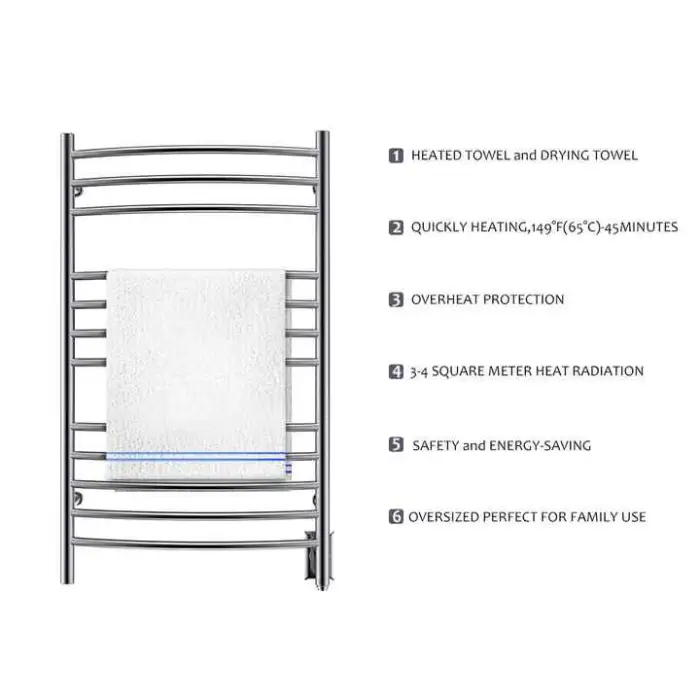 Towel Warmer Wall Mount Electric Plug-in/Hardwired Heated Towel Rack Brush Finish