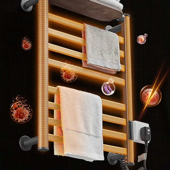 Energy Saving Minimalist Modern Style Bathroom White Wall Mounted Aluminum Electronic Heated Towel Rail Warmer Towel Warmer