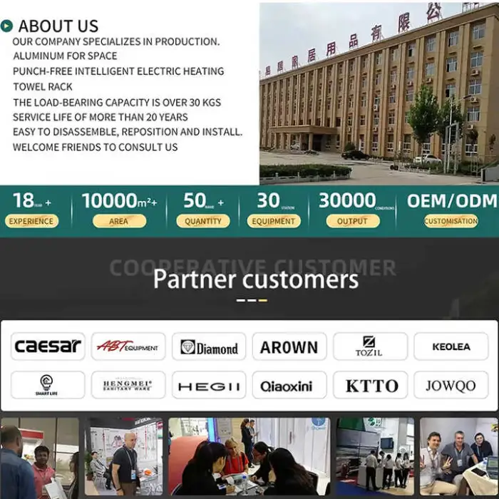 Energy Saving Minimalist Modern Style Bathroom White Wall Mounted Aluminum Electronic Heated Towel Rail Warmer Towel Warmer