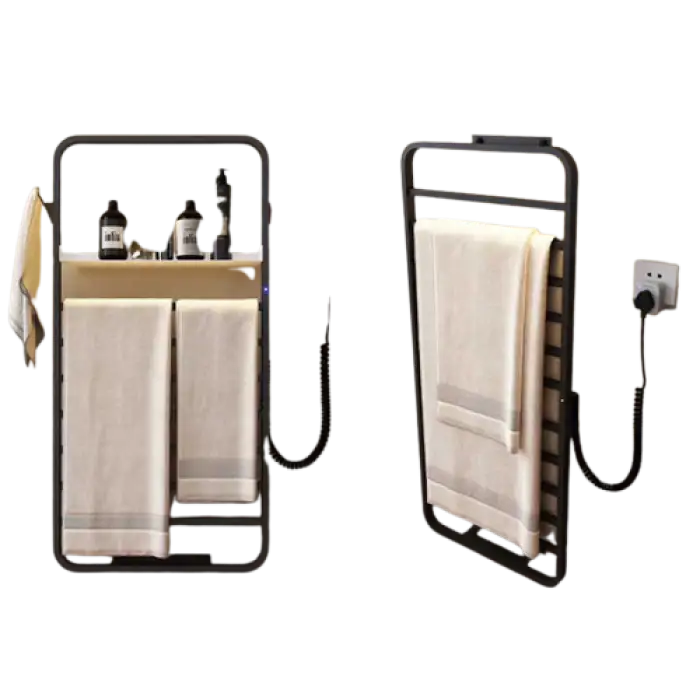 Wall Mounted 304 Stainless Steel Black Electric Heated Warmer Bathroom Towel Rack