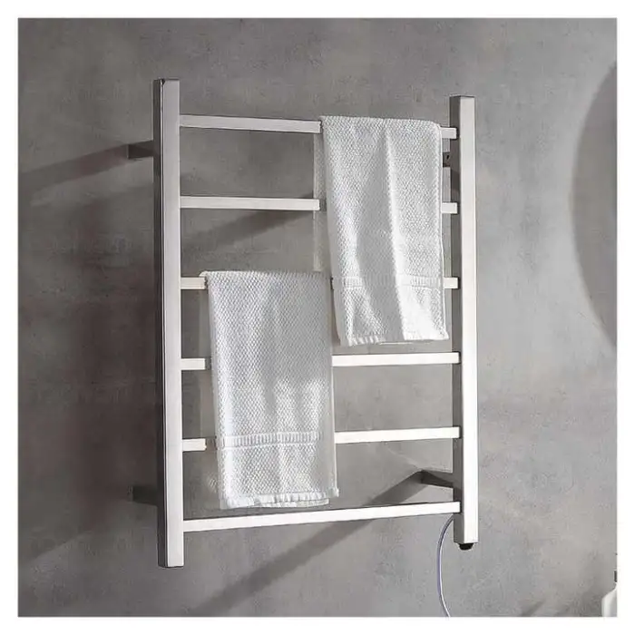 Wall Mounted 304 Stainless Steel Black Electric Heated Warmer Bathroom Towel Rack