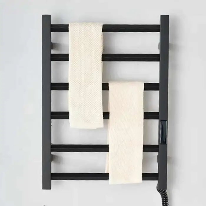 Wall Mounted 304 Stainless Steel Black Electric Heated Warmer Bathroom Towel Rack