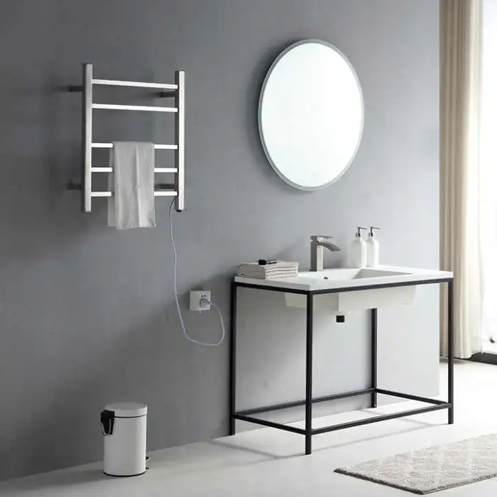 Wall Mounted 304 Stainless Steel Black Electric Heated Warmer Bathroom Towel Rack