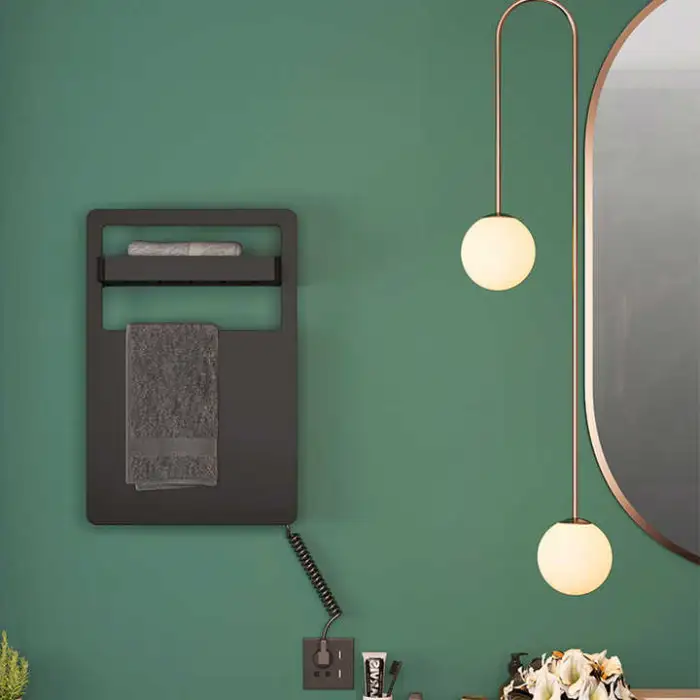 Aluminum Alloy Electric Heated Towel Rail White Black Printed Heated Towel Rail for Bathroom