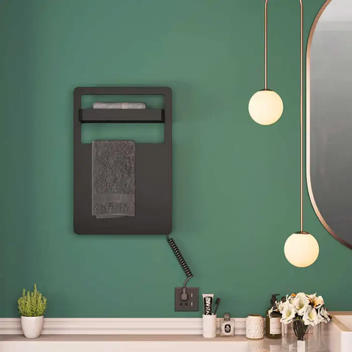 Aluminum Alloy Electric Heated Towel Rail White Black Printed Heated Towel Rail for Bathroom