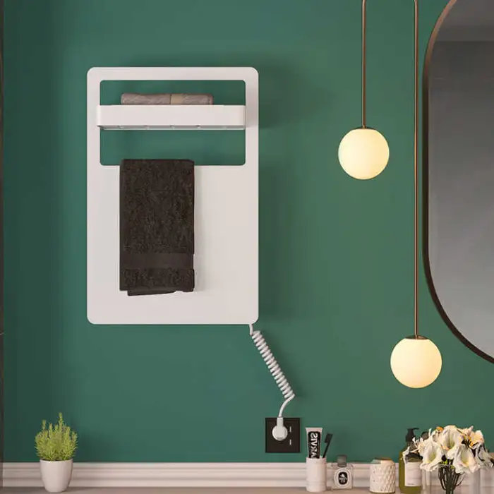 Aluminum Alloy Electric Heated Towel Rail White Black Printed Heated Towel Rail for Bathroom