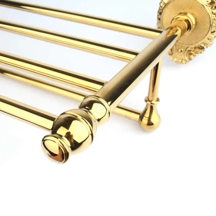 GJ1-01 Antique Rose Gold Wall-Mounted Towel Bar Elegant Brass Rack for Home Hotel Durable Copper Bathroom Accessories