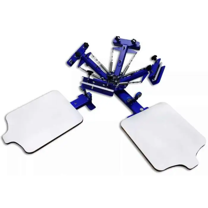 4 Color 2 Station Silk Screen Printing Equipment Press Machine Four Colour Two Platen Desktop Screen Print Carousel