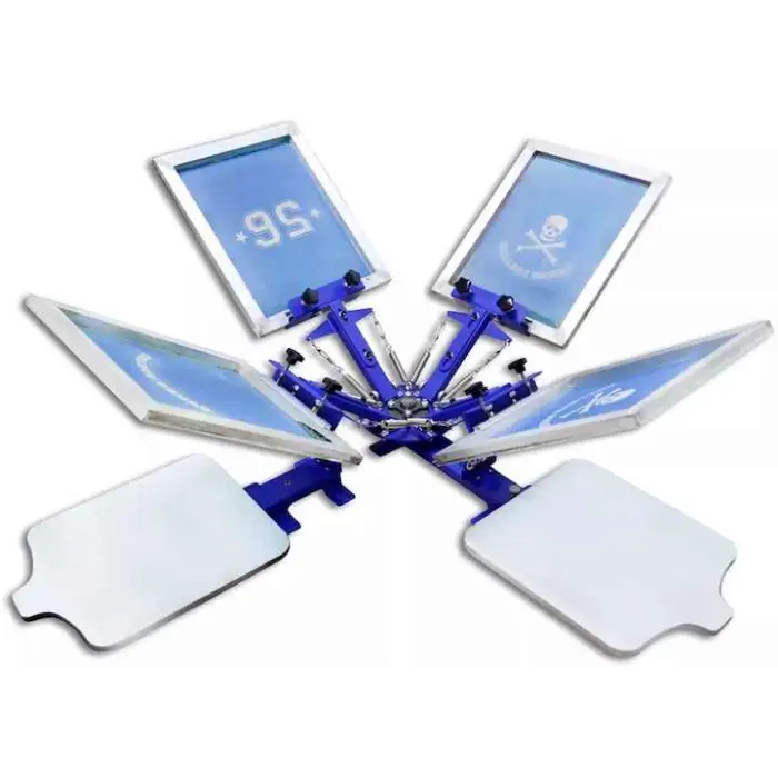 4 Color 2 Station Silk Screen Printing Equipment Press Machine Four Colour Two Platen Desktop Screen Print Carousel