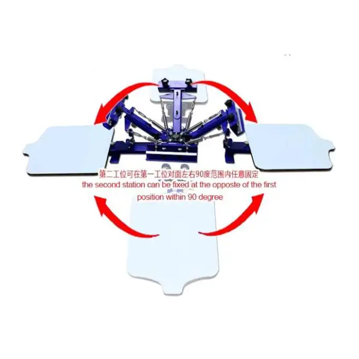 4 Color 2 Station Silk Screen Printing Equipment Press Machine Four Colour Two Platen Desktop Screen Print Carousel