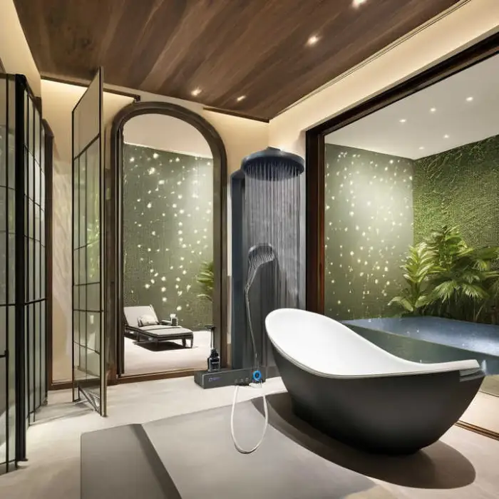 Top1 Contemporary Gray Piano Key Digital Display Shower System Thermostatic Bathtub Faucet Smart Shower Set Brushed Surface