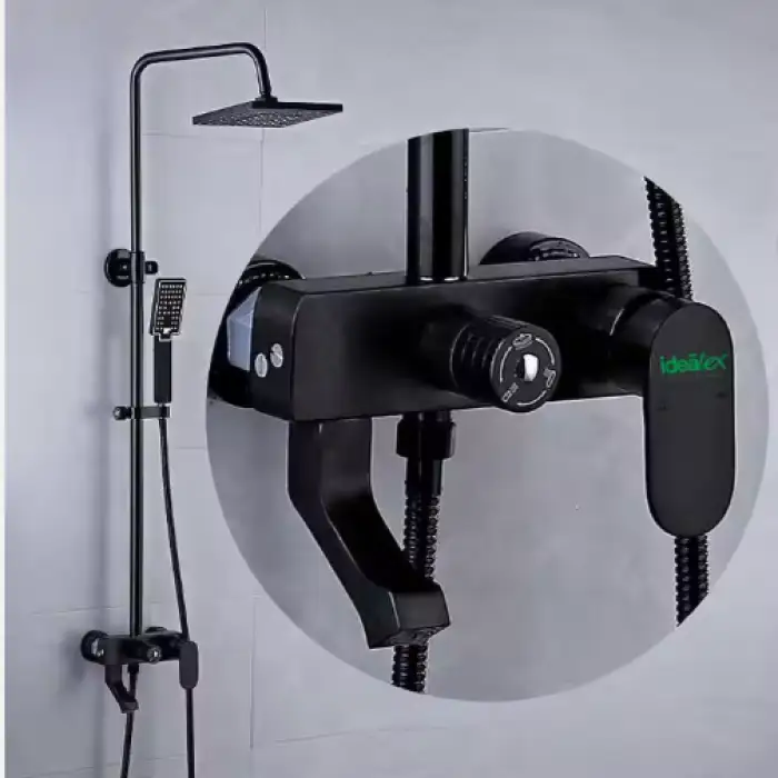 Ares Idealex Aluminum Multifunctional Wall Mounted Gun Metal LED Digital Shower Piano Keys Rain Shower Mixer Set