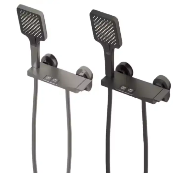 Ares Idealex Aluminum Multifunctional Wall Mounted Gun Metal LED Digital Shower Piano Keys Rain Shower Mixer Set