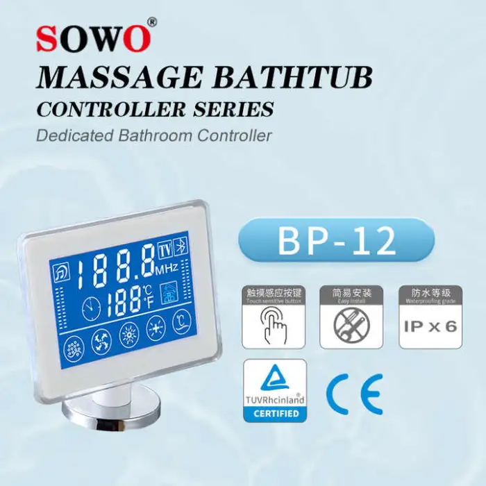 Bluetooth Underwater Light Waterfall Shower Constant Temperature BP-12 Massage Bathtub Touch Screen Controller TV Panel Box