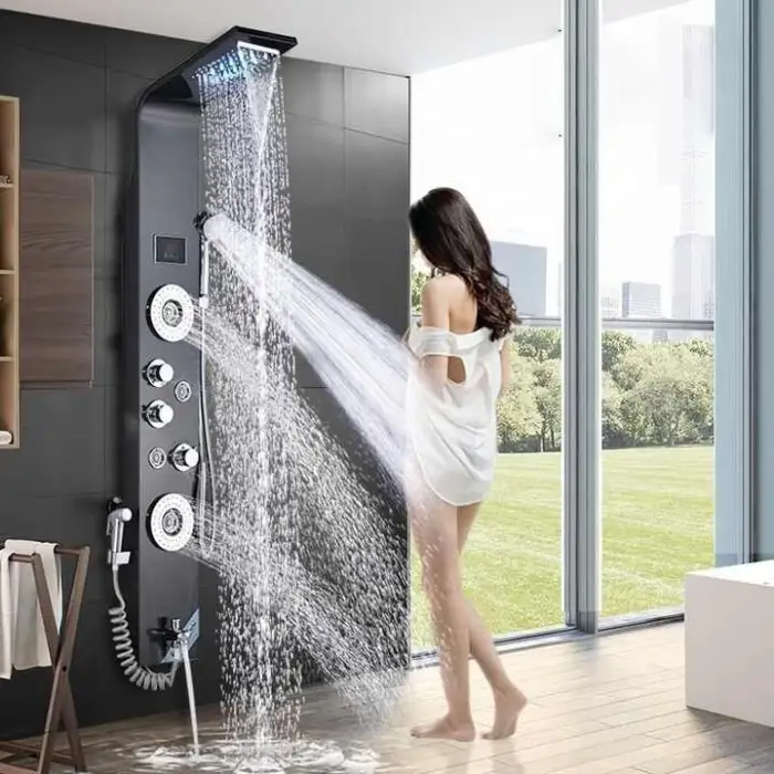 Panel Shower Large Rain Shower Panel Bathroom Parts Sets Intelligent Constant Temperature Shower Wall Panels