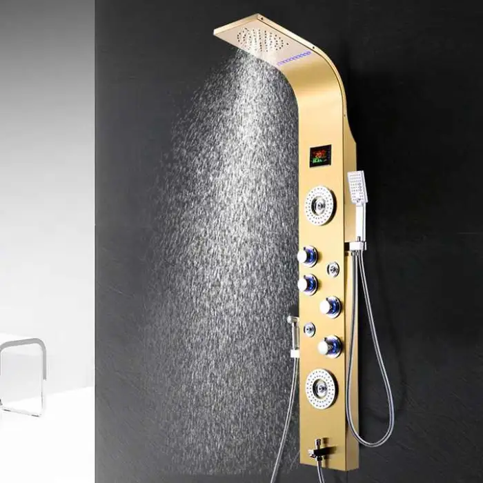 Panel Shower Large Rain Shower Panel Bathroom Parts Sets Intelligent Constant Temperature Shower Wall Panels